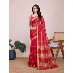 LeeliPeeri Designer Checked Zari Saree-picture-13