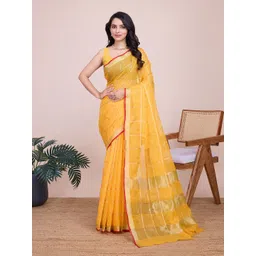 LeeliPeeri Designer Checked Zari Saree Lace Border And Matching Blouse-picture-38