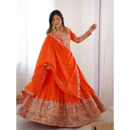 LeeliPeeri Designer Embellished Semi-Stitched Lehenga & Unstitched Blouse & Dupatta-picture-33