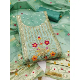 LeeliPeeri Designer Ethnic Motifs Embroidered Sequinned Unstitched Dress Material-picture-23