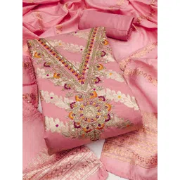 LeeliPeeri Designer Ethnic Motifs Embroidered Zari Unstitched Dress Material-picture-17