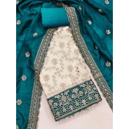 LeeliPeeri Designer Floral Embroidered Thread Work Unstitched Dress Material-picture-14