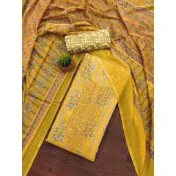 LeeliPeeri Designer Floral Printed Sequinned Cotton Unstitched Dress Material-picture-39