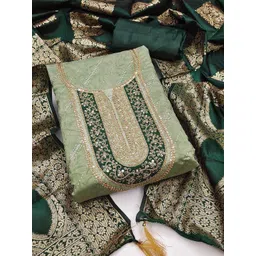 LeeliPeeri Designer Geometric Printed Zari Chanderi Unstitched Dress Material-picture-17