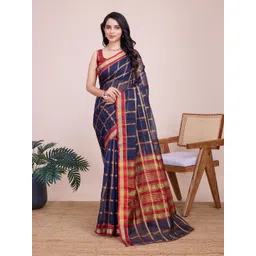 leelipeeri designer LeeliPeeri Checked Woven Design Zari Saree-picture-41