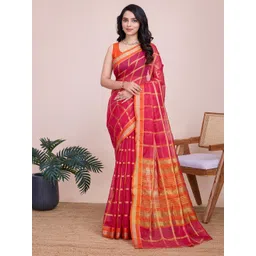 LeeliPeeri Designer Women Checked Woven Design Zari Saree-picture-29