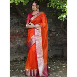 LeeliPeeri Designer woven design Saree with blouse piece-picture-16