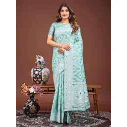 LeeliPeeri Designer Woven Design Zari Linen Blend Saree-picture-26