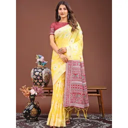 LeeliPeeri Designer Woven Design Zari Linen Blend Saree-picture-19