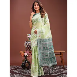LeeliPeeri Designer Woven Design Zari Linen Blend Saree-picture-21
