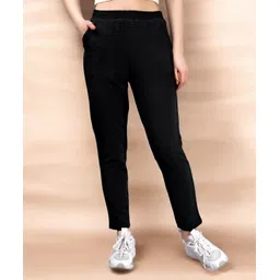 leewan Women Solid Black Track Pants-picture-24