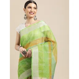 Leeza Store Green Woven Design Zari Kota Saree-picture-13