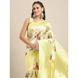 Leeza Store Lime Green Woven Design Zari Saree-picture-15