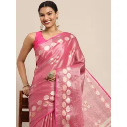 Leeza Store Pink Woven Design Banarasi Saree-picture-20