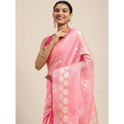 Leeza Store Pink Woven Design Banarasi Saree-picture-21