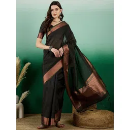 Leeza Store Woven Design Zari Organza Banarasi Saree-picture-27