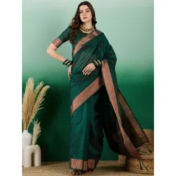 Leeza Store Woven Design Zari Organza Banarasi Saree-picture-24