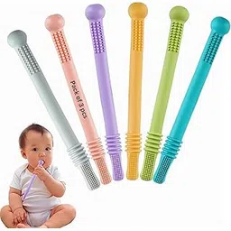 Lefan Silicone Tube Teething Toys for Babies - 6-18 Months - Pack of 3 Pcs-picture-28