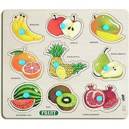 Lefan Wooden Puzzles Wooden Fruit Puzzle for Kids Montessori Educational Fruit Learning Puzzle, Interactive & Colorful Wooden Puzzle Toddlers and Preschoolers (Fruit Wooden Big)-picture-18
