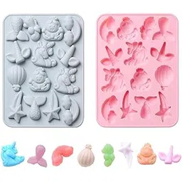 LEGACYCART 14 Cavity Unicorn Mermaid Rainbow Magical Theme Silicone Fondant Mould Chocolate, Soap, Resin Art and Craft, Candle, Cake Decorating Cupcake Decoration Mould.-picture-14