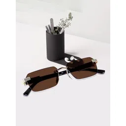 LEGEND EYEWEAR Unisex Brown Lens & Brown Rectangle Sunglasses with-picture-35