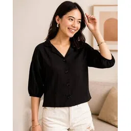 leia Women Regular Fit Shirt with Cuban Collar-picture-26