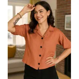 leia Women Regular Fit Shirt with Cuban Collar-picture-22