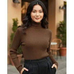 leia Women Regular Fit Turtle-Neck Pullover-picture-20