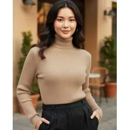 leia Women Regular Fit Turtle-Neck Pullover-picture-24