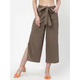 Lela Beige Cotton Mid Rise Palazzos-picture-18