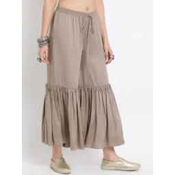 Lela Beige Viscose Sharara With Lace-picture-30