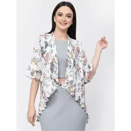 LELA Floral Printed Longline Asymmetric Open Front Shrug-picture-42