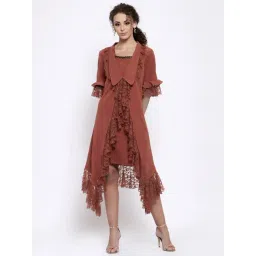 Lela Rust Lace Asymmetrical Frill Jacket-picture-38