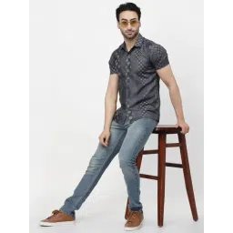 Lela Slate Blue Regular Fit Printed Shirt image 5