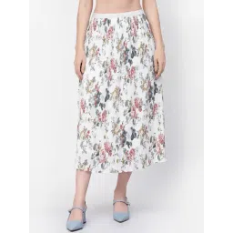 Lela White Printed A-Line Skirt-picture-36