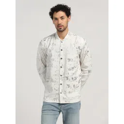 Lela White Slim Fit Printed Jacket-picture-34