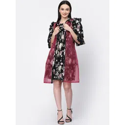 LELA Women Floral Printed Longline Organza Open Front Shrug-picture-32