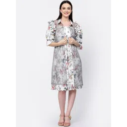 LELA Women Floral Printed Longline Organza Open Front Shrug-picture-30