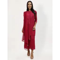 LELA Women Mandarin Collar Floral Embroidered Tunic-picture-36