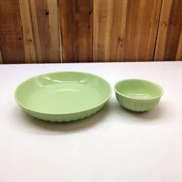 Ceramic Round Deep Salad/Pasta/Snack Serving Plate with Bowl for Serving Snacks Plate, Bowl Serving Set-image-3