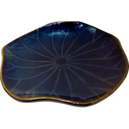 Lotus Shape Ceramic Stoneware Serving Platter For Serving Snack (Blue) Tray-image-16