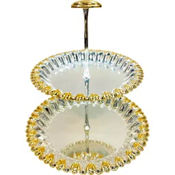 METAL 2-Tier Cupcake Stand for Birthdays/Wedding Party, Dessert Holder/Stand Gold Plated Cake Server-image-29