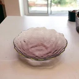 Round 8 inch Coloured Glass Deep Dish Platter with Gold Line For Serving Dish Tray-image-13