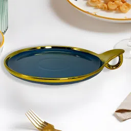 Round Serving Platter With Golden Rim And Hook Shape Handle Tray-image-12