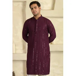 lemonx Men Embroidered Viscose Rayon Straight Kurta-picture-13