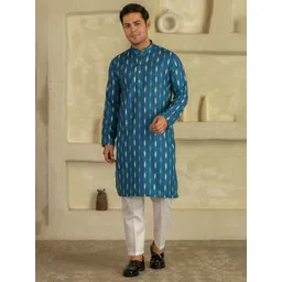LEMONX Men Floral Printed Kurta image 4