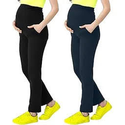lenam Soft Cotton Lycra Stretchable Maternity Pants with Double Pockets and Full Belly Coverage(Pack of 2)-picture-16