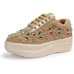lensbury Women Hand Embroidery Wedding Party Bridal Sneakers 4032-picture-56