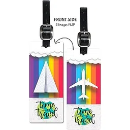 Lentikart 3D Lenticular Luggage Tag Long Set of 2 | time to Travel | Luggage/Bag/Travel ID Label Tags for Suitcase & School Bags-picture-10
