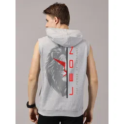 LEON Men Sleeveless Printed Hooded Sweatshirt-picture-15